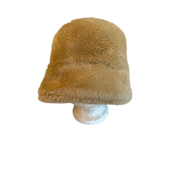 Vintage Faux Fur Bucket Hat Beige Unisex Warm Stylish Accessory Acrylic & Polyes - Picture 2 of 5